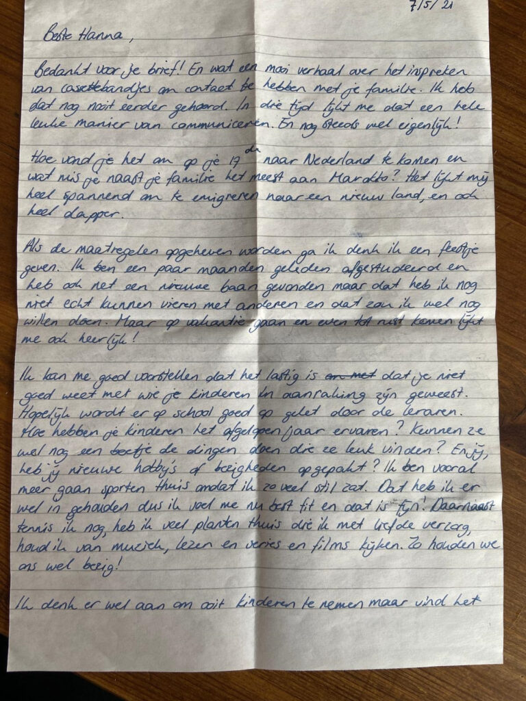 pagina 1 van de brief van Soline aan Hanna van 7 mei